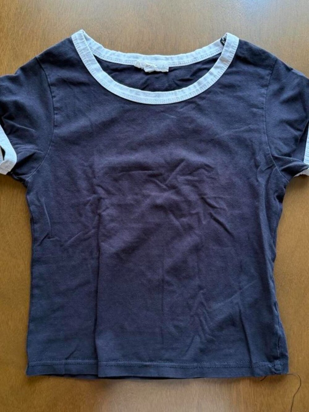 Full Circle Trends black & gray cotton t-shirt with white trim on neckline